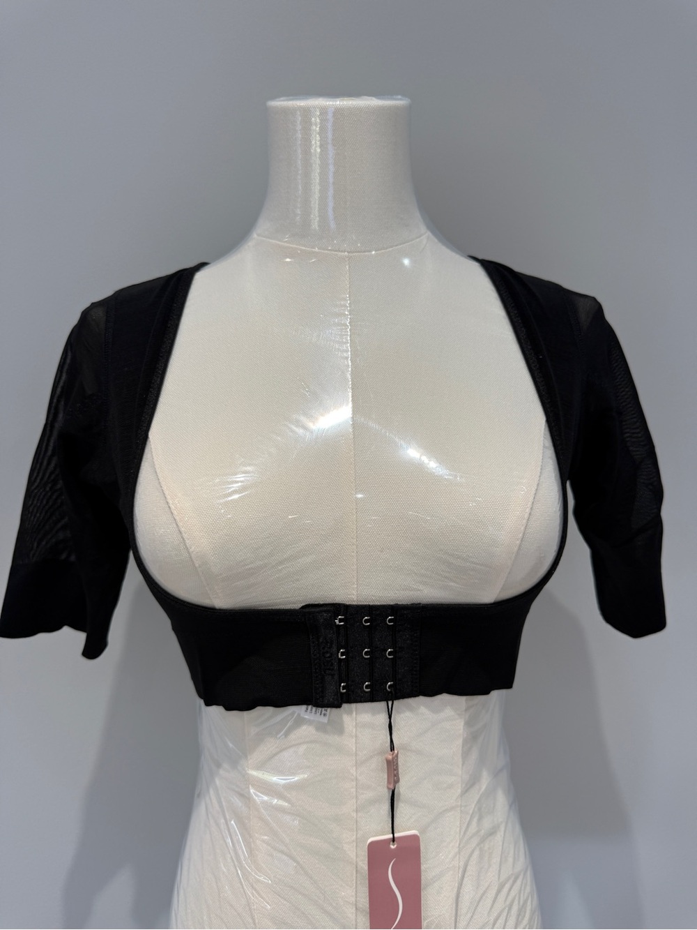 Black Short Sleeve Bolero Shrug with Front Hook Closure